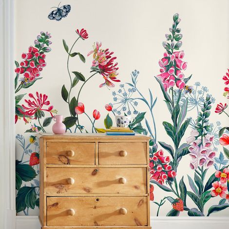 Papier peint panoramique Joules Permaculture Garden Cream 300 x 280cm Multicolore