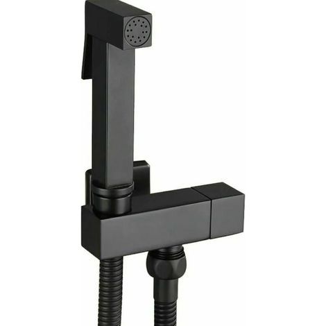 Kit Douchette WC en Laiton Noir - Pulvérisateur de Bidet à Main avec Support Mural - Hygiène Personnelle - Modèle G1/2 (1/4)