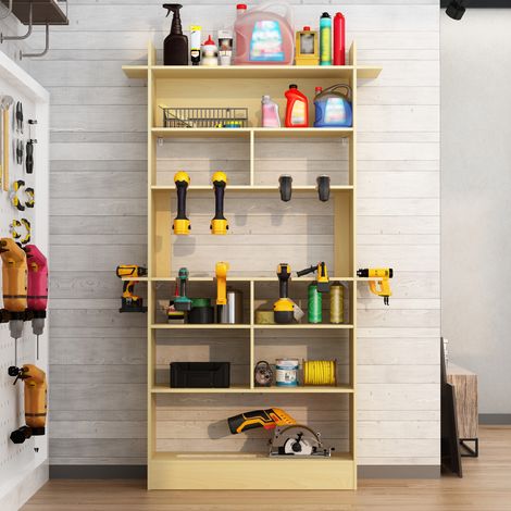 Armoire à outils avec emplacements pour outils électriques, bois, MDF, 100 × 28 × 172 cm (1/5)