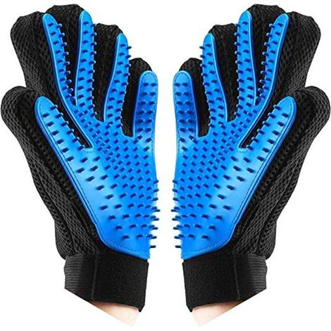 Gants de toilettage pour chiens et chats et brosse de bain (1 paire) (1/4)