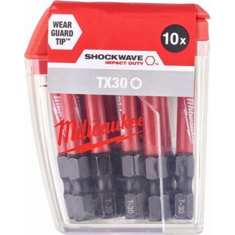Puntas para destornillador Milwaukee shockwave t30 50 mm 10 piezas