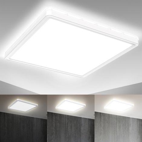 Panneau LED à lumière indirecte, plat, intensité lumineuse variable par paliers, dalle led, plafond, plafonnier led, lustre salon, lustre cuisine, 29,3x29,3x2,8, blanc (1/5)