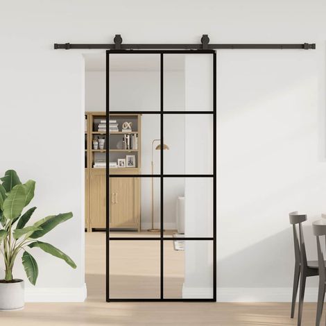 Teenpull – Schiebetür mit Beschlag Schwarz 90x205 cm ESG-Glas (1/5)