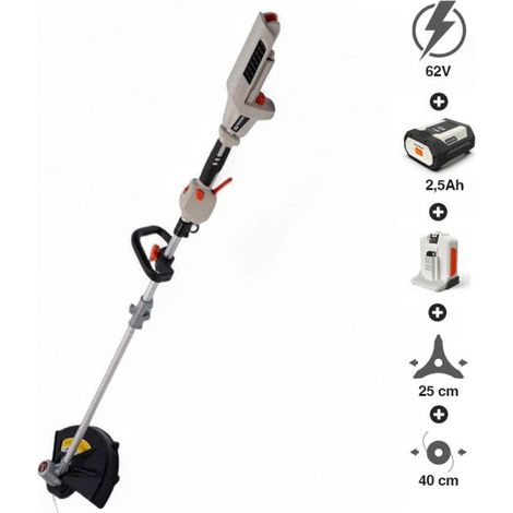 PACK coupe-bordures à batterie 62V DAEWOO puissante batterie et chargeur inclus DALST62BL-16D-2-5Ah (1/5)