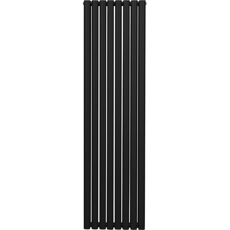 Radiador De Columna Ovalada 1800mm x 480mm Vertical  Negro   Acero  Montado en pared  Kit de fijación y soportes  + Cepillo de limpieza GRATIS  Calefacción estufa calefactor