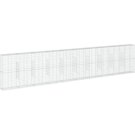 Gabbione recinto a gabbia muro di contenimento con coperchio 1000 x 50 x 200 cm ferro zincato argento 020040117
