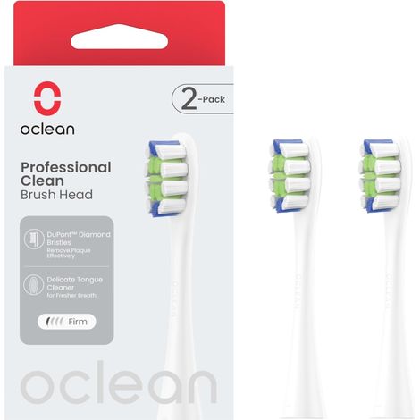 Brossettes de recharge professional W02, Têtes de brosse de rechange, adaptées à toutes les brosses électriques Ocean pour adultes, poils DuPont, Tête de brosse en forme de W, 2 pcs, Blanc (1/5)