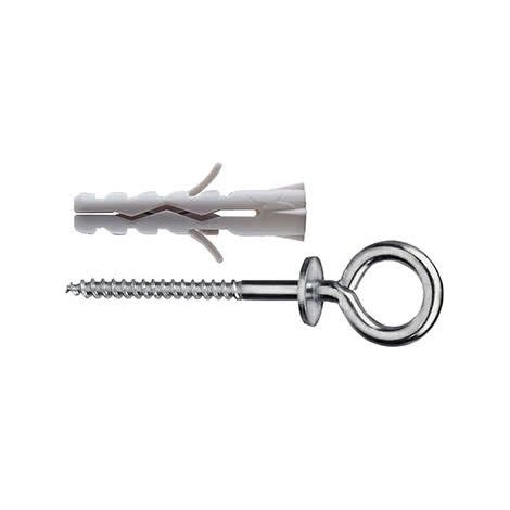 Tasselli in nylon Diam. 6 x 30 senza collarino con occhiolo chiuso 12 pz.
