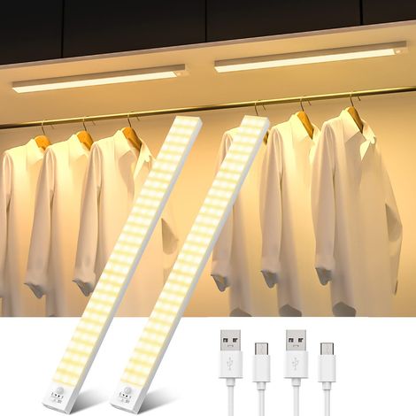 Lampe LED sous-armoire 43 cm, 2 pièces, 2500 mAh, 4 modes, capteur de mouvement, 3000K, éclairage pour cuisine, placard, couloir, garage, lit (1/5)