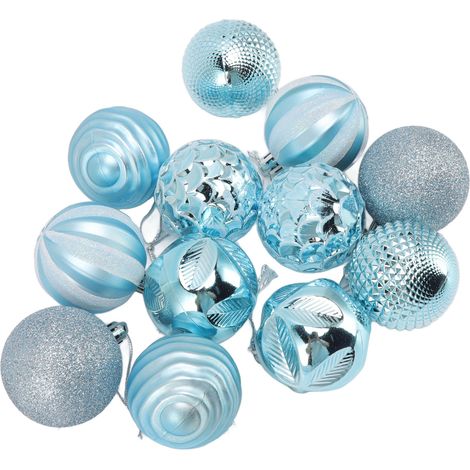 Boules de Noël, décorations pour sapin de Noël, fêtes de famille, dîners au jardin, fêtes d'anniversaire, bleu