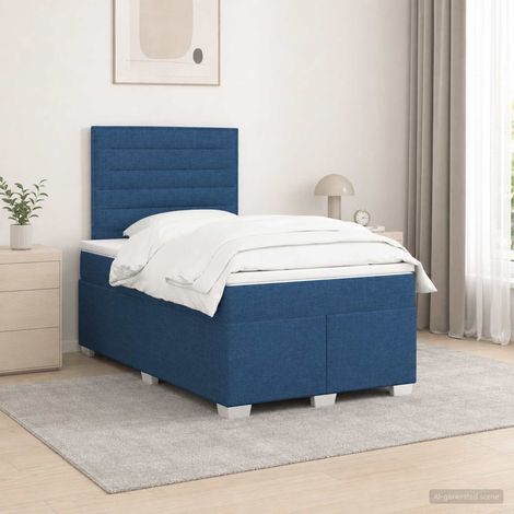 vidaXL Cama box spring con colchón con cabecera Azul 120 x 190 cm Tela (1/5)