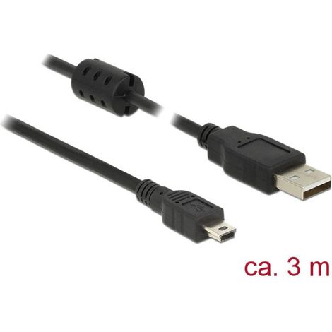 Delock Câble USB USB 2.0 USB-A mâle, USB-Mini-B mâle 2.00 m noir avec noyau en ferrite 84915 (1/4)