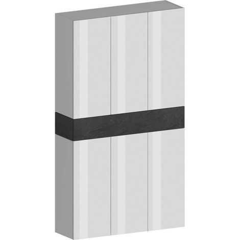 Dmora - Schuhregal Marzio, platzsparendes schuhregal mit 7 türen, multifunktionale eingangsgarderobe, 114x38h200 cm, Weiß und Schiefer