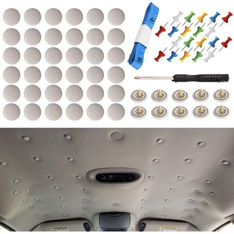 Juego de 60 tornillos para reparación de techos, Botones de montaje universales para techo, Remaches universales para techo de coche, Beige, Gris (1/5)