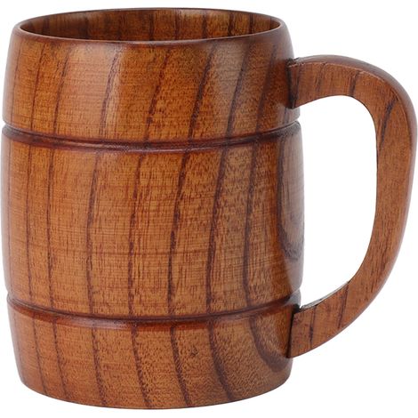 300 ml Holzkrug mit Henkel – Hitzebeständig für Bier, Tee, Milch – Trinkglas für Zuhause, Bar und Küche (1/5)