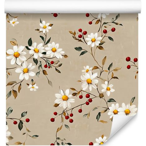 Daisy-Tapete Beige, Creme und Gold für Wohn- und Schlafzimmer 50x1000 cm (1/5)