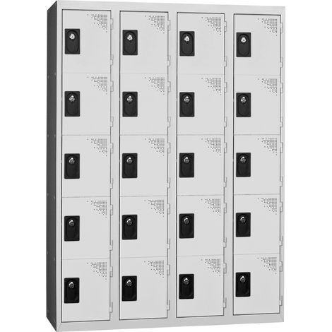 PROVOST - Vestiaire multicases monobloc 4 colonnes - 5 cases par colonne en acier gris