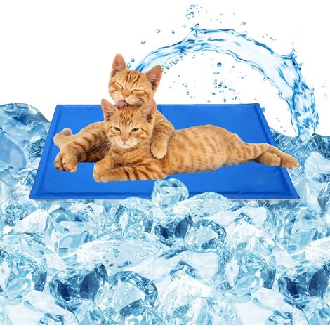 Kühlmatte für Hunde und Katzen, automatische Haustierkühlmatte, wasserdicht und reißfest, strapazierfähiges, verbessertes Oxford-Gewebe + PVC, blau, 40 x 30 cm (1/4)