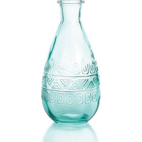 Vase Vintage en verre à reliefs - Bleu - 7,5 x 15,8 cm