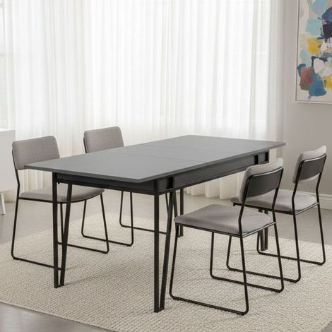 Ausziehbarer Tisch Nestor, 8 Plätze, 80x170x76h cm Schwarz (1/5)