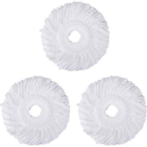 Tête De Balai Microfibre - Diamètre 16 cm - Pour Balais À Rotation - Usage Sec Et Humide - Lot De 3 (1/5)