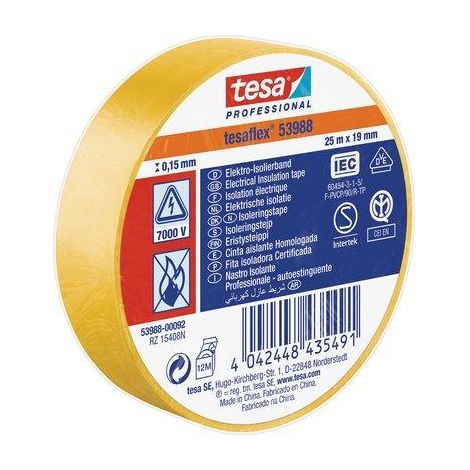 NASTRO PVC ISOLANTE IMQ TESA - GIALLO MM 19 ML 25- 10 pezzi