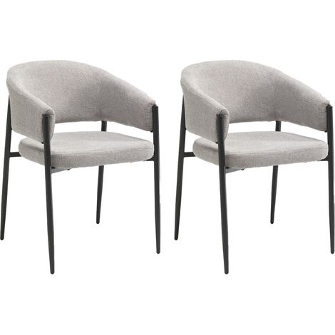 Set 2 Sedie Maya 59,5x54x78,5 cm in Tessuto Easy-Clean Grigio Chiaro (1/5)