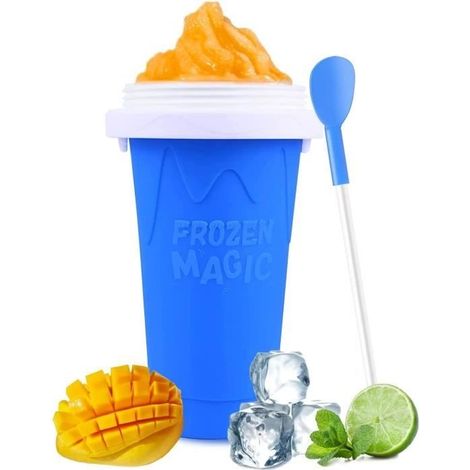 Slush-Becher – Silikon – Maker-Becher – 2-in-1-Strohhalm und Löffel – Spülmaschinenfest – Tragbar (1/4)