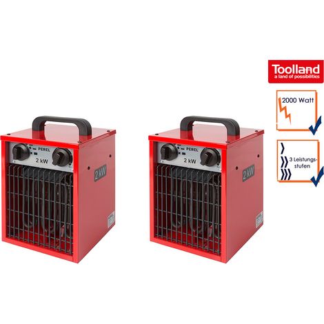 Bauheizer 2er SET Heizstrahler 2kW Ventilator & Thermostat IPX4 (1/2)
