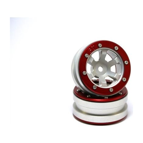 Beadlock Wheels PT- Claw Silver/Red 1.9 (2 pcs)