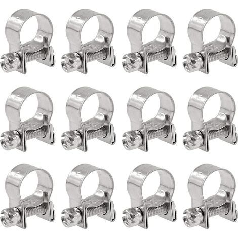 Satz mit 12 verstellbaren Mini-Stahlschlauchschellen (11–13 mm) für Kraftstoffeinspritzschläuche (1/5)