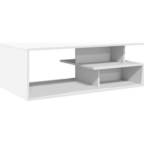 Tavolino da salotto con vano contenitore design moderno 102 x 55 x 35 cm legno ingegnerizzato bianco DEC037828