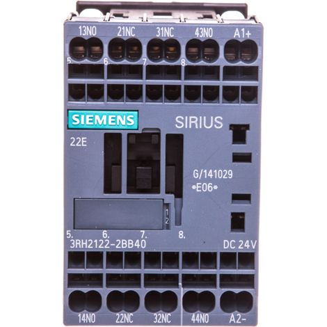 Contactor auxiliar 2NO 2R bobina 24V CC S00 conexión por resorte sirius 3RH2122-2BB40