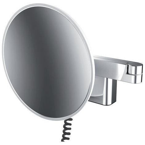 Specchio da barba e da trucco Emco LED, modello da parete, braccio a doppio snodo, ingrandimento 5x, rotondo, cavo a spirale e spina, sistema luminoso Emco, colorazione: cromo - 109508045 (1/3)