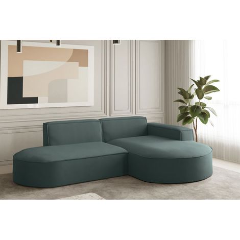 Ecksofa Designersofa PALMA XS in Stoff Opera Velvet Opalgrün Ottomane Rechts (1/2)