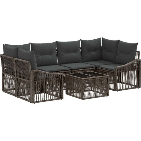 Set Divano da Giardino 7 pz Grigio polyrattan vidaXL (1/5)
