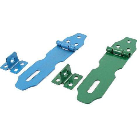 2er Set Türsicherheitsschloss grün blau Metall Vorhängeschloss Haspe 75x