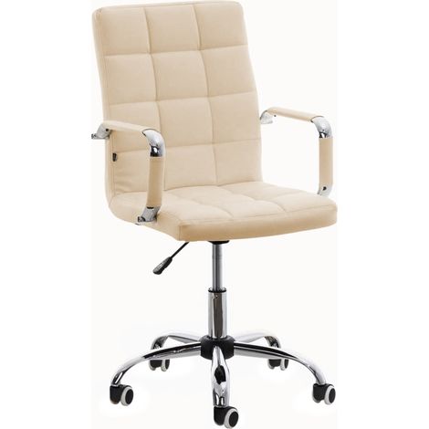 Silla de oficina con mecanismo basculante regulable en altura en PVC color crema y metal cromado 100002480 (1/5)