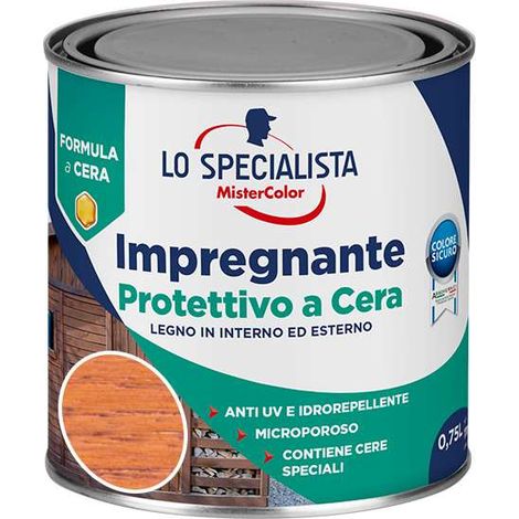 Lo Specialista Impregnante Cera Acqua 0,75L Mogano Anti UV Legno