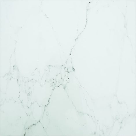 Tischplatte Weiß 60x60 cm 6 mm Hartglas in Marmoroptik