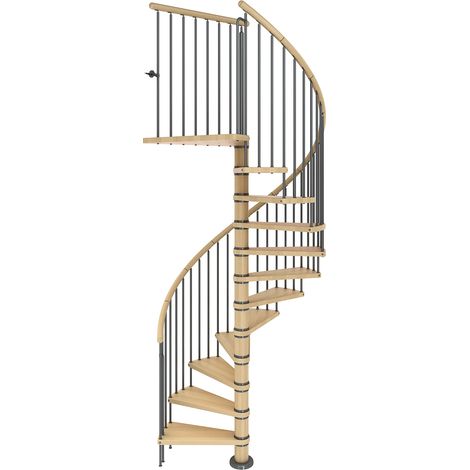 Dolle Spindeltreppe Winnipeg 246-270cm Geschosshöhe 11 Stufen Ø120cm Buche geölt