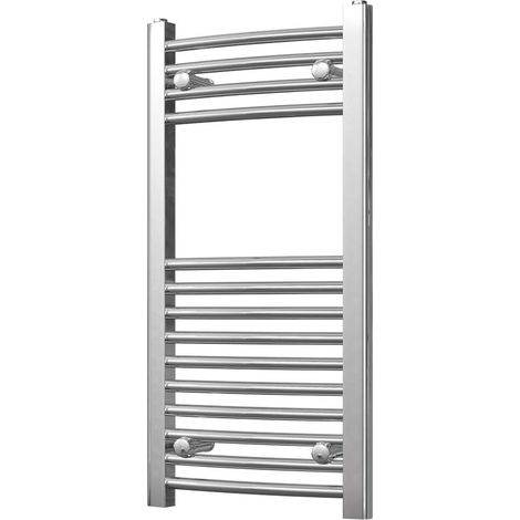 Zennor - Chrome Heated Towel Rail - H800mm x W400mm - Curved (1/3)