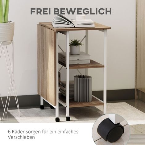 DESMIU Bureau pliant à roulettes avec étagère, table d'ordinateur multifonction, pour bureau et chambre (1/5)