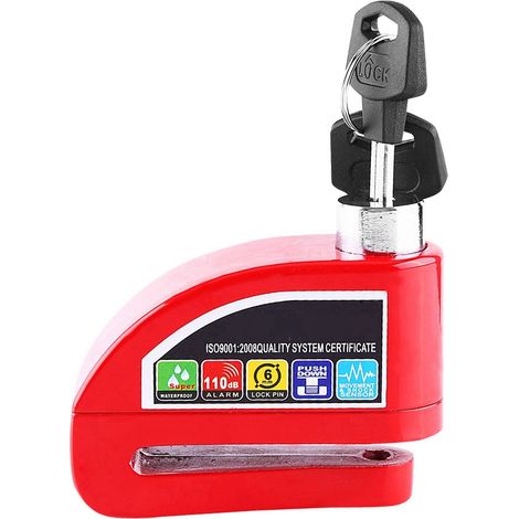 Antivol antivol à disque pour moto scooter vélo avec alarme de sécurité rouge (1/5)