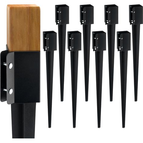 Mophorn 8er-Pack Zaunpfosten-Erdspieße, 36 x 4 x 4 Zoll (Außendurchmesser), schwarz pulverbeschichtete Metallpfähle für Briefkasten, Terrasse, Garten und Geländerunterstützung
