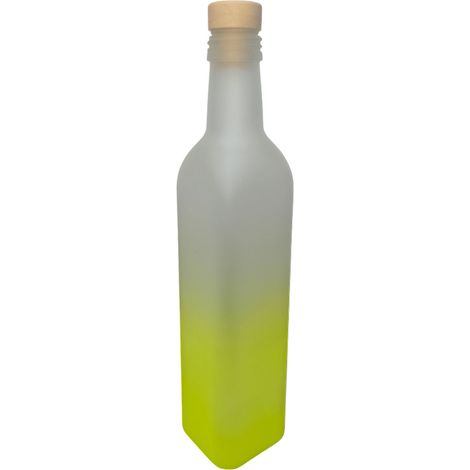 Bottiglia in vetro satinato 500 ml gialla e bianca tappo sughero ideale in freezer per liquori freschi limoncello  vodka amaro design elegante