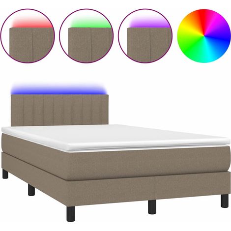 Maison Exclusive - Sommier Ă lattes de lit avec matelas LED Taupe 120x200 cm Tissu (1/5)