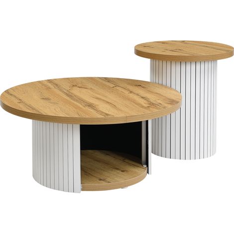GagaTable basse ronde gigogne bois naturel (1/5)