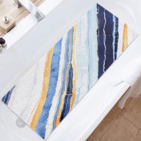 Tapis de bain antidérapant 40 x 100 cm : doux et confortable, antidérapant, avec trous de drainage, tapis de bain en PVC pour baignoire, douche et zones humides (1/5)