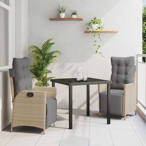 Ensemble de salle à manger pour jardin 3 pcs-Salon de jardin Beige polyrotin 206905 (1/5)